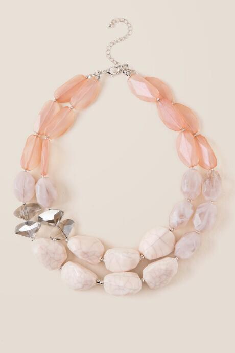 Francesca's Marlowe Resin Statement Necklace - Crisp Champagne