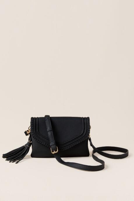 Francesca's Martina Whipstitch Crossbody - Black