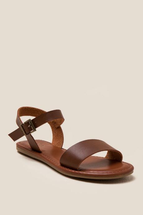 Mia Jada Wide Strap Sandal - Cognac