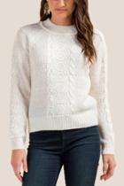 Francesca's Halsey Lace Overlay Sweater - Ivory