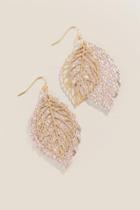 Francesca's Colbie Leaf Drop Earrings - Rose/gold