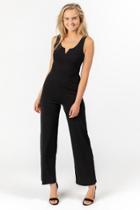 Francesca's Ballie Solid V Jumpsuit - Black