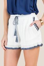 Francesca's Maxim Crochet Side Soft Shorts - White