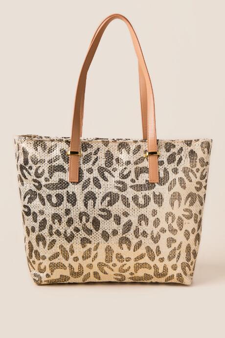 Francesca's Isabella Metallic Cheetah Tote Bag - Natural