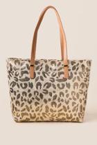 Francesca's Isabella Metallic Cheetah Tote Bag - Natural