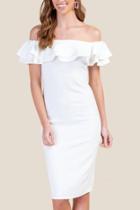 Francesca's Cheryl Off The Shoulder Midi Dress - White