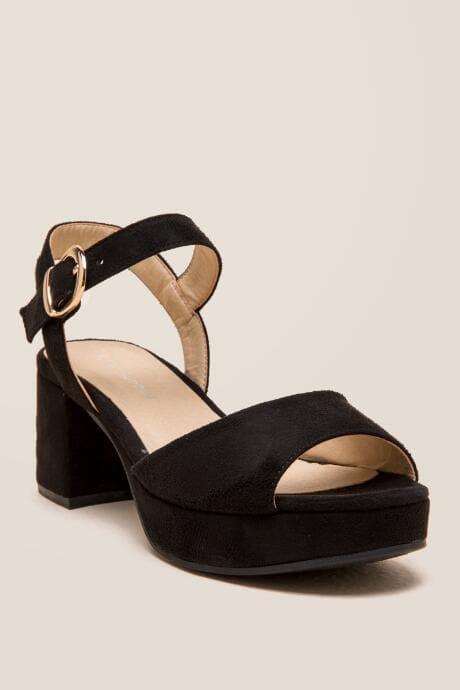 Kensie Embroidered Satin Platform - Black
