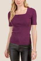 Francesca's Rebecca Square Neck Fitted Tee - Purple