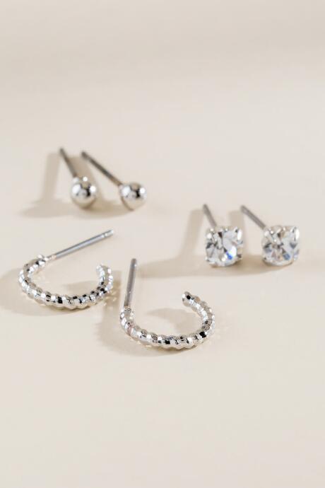 Francesca Inchess Gwen Silver Stud & Huggie Set - Silver