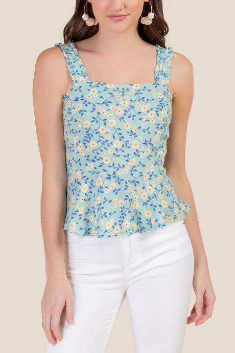 Francesca's Brittany Peplum Tank Top - Moss