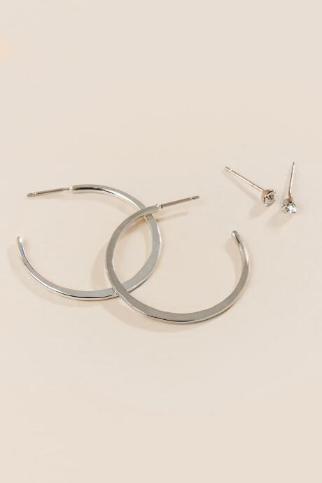 Francesca's Jammie Stud & Hoop Earring Set - Silver