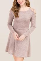 Alya Sofia Lattice Hacci Knit Dress - Pink