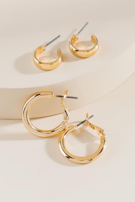 Francesca's Mariana Hoop Earring Set - Gold