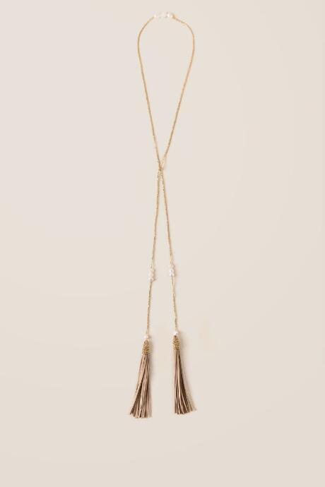Francesca Inchess Alisson Pearl Wrap Tassel Necklace - Gold