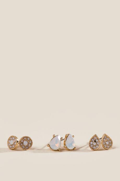Francesca's Thia White Opal And Pave Stud Set - White
