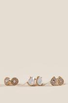 Francesca's Thia White Opal And Pave Stud Set - White