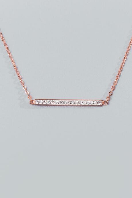Francesca Inchess Adelynne Pearl Bar Pendant - Rose/gold