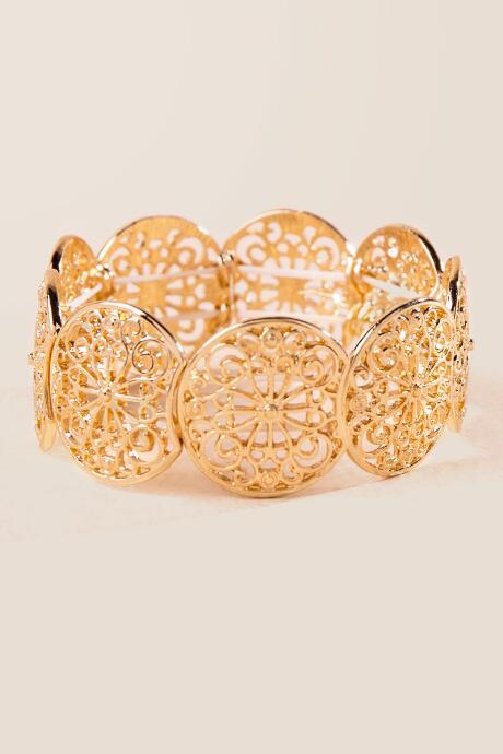 Francesca's Mariam Filigree Stretch Bracelet - Gold