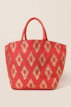 Francesca's Sage Gold Diamond Print Beach Tote - Orange