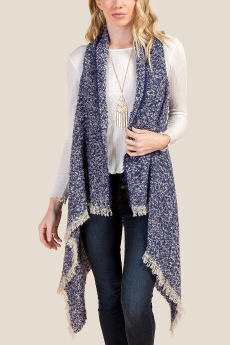 Francesca's Robinson Boucle Flyaway Vest - Navy
