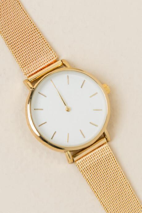 Francesca's Dora Mesh Band Watch - Gold