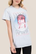 Francesca's Bowie Cut Out Graphic Tee - Gray