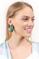 Francesca's Solana Rattan Hoops - Turquoise