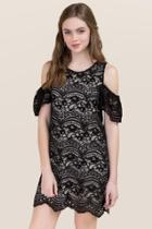 Francesca's Carley Flutter Lace Shift Dress - Black