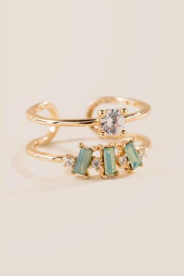 Francesca's Joi Double Band Mint Ring - Mint