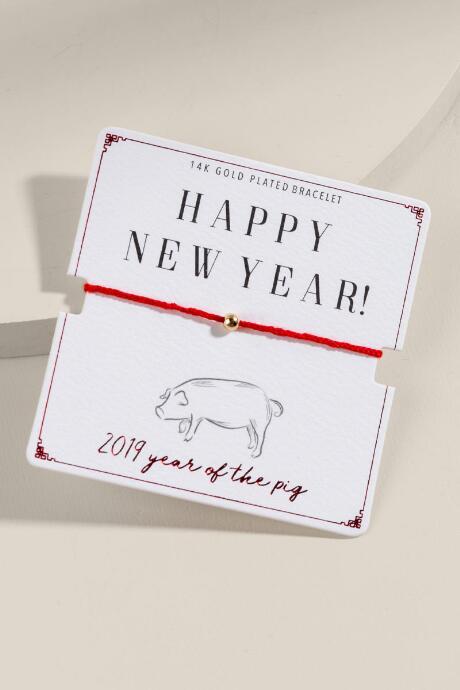 Francesca's Year Of The Pig Pull Tie Bracelet - Red