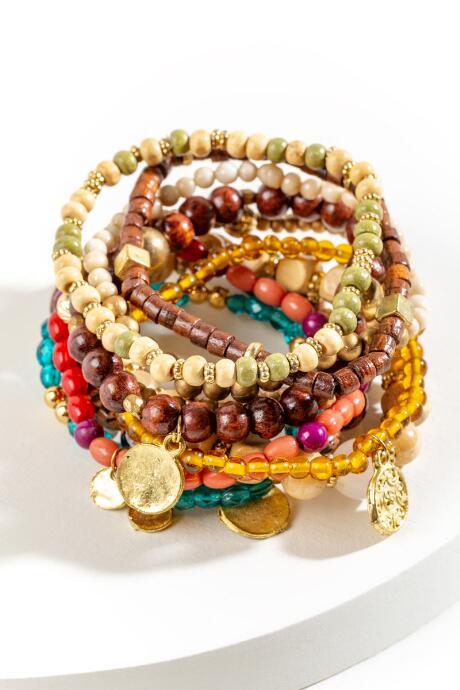 Francesca's Kelis Wood Beaded Bracelet Set - Multi