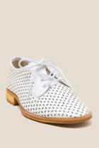 Francesca Inchess Leah Perforated Lace Up Loafer - White