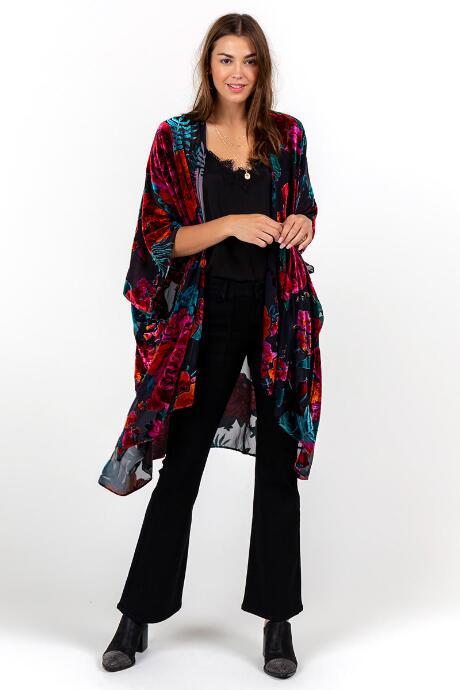 Francesca's Felicia Floral Kimono - Multi