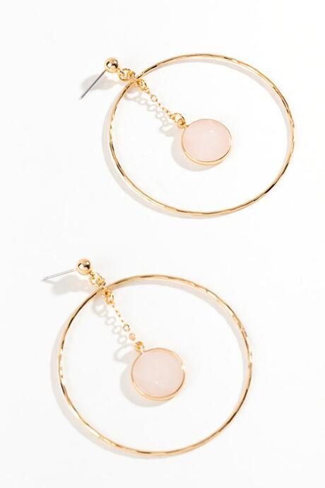 Francesca's Samara Circle Drop Earrings - Pale Pink