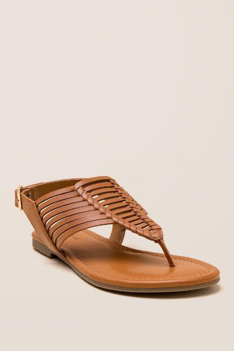 Francesca Inchess Indigo Rd Lobbi Woven T-strap Sandal - Tan