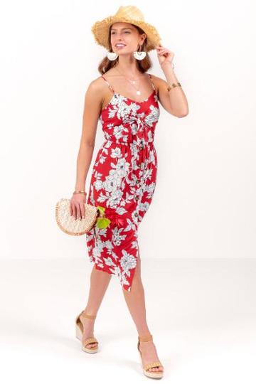 Avalon Apparel Group, Llc Maddie Floral Button Dress - Maroon
