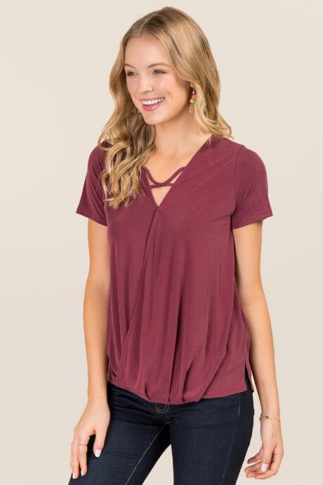 Alya Eisley Surplus X Neck Cupro Top - Wine