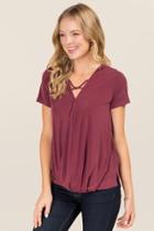 Alya Eisley Surplus X Neck Cupro Top - Wine