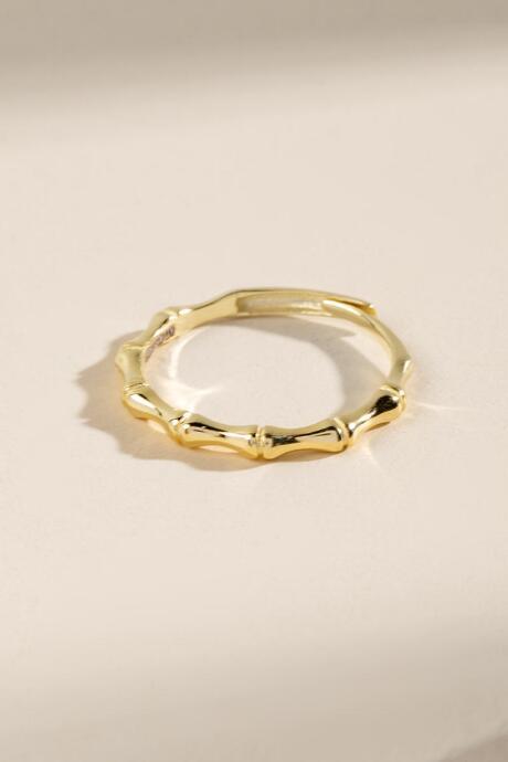 Francesca's Wailey Sterling Metal Bamboo Ring - Gold