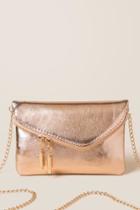 Francesca's Holly Metallic Rose Gold Crossbody Clutch - Rose/gold