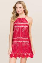 Francesca's Kali Halter Shift Dress - Red