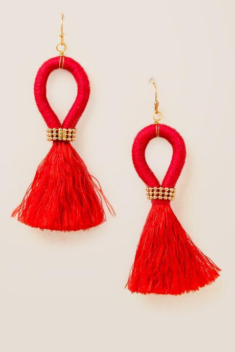 Francesca Inchess Bridget Tassel Loop Earrings - Red