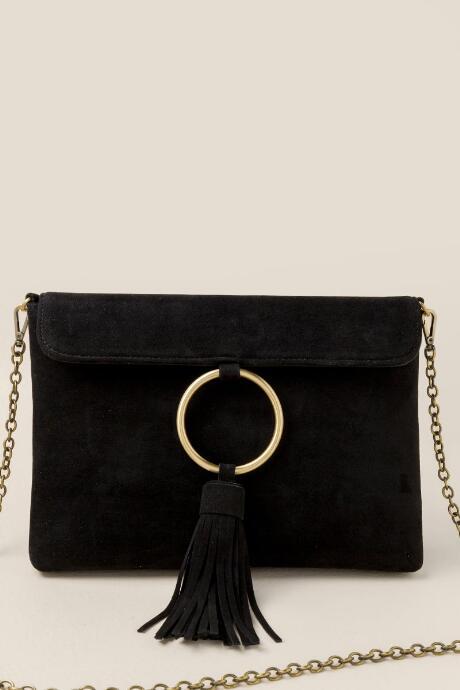Francesca's Selina Suede Clutch - Black