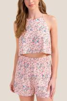 Francesca's Patrice Floral Crop Top - Blush