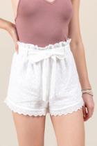 Francesca Inchess Cora Eyelet Tie Front Shorts - White