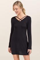 Francesca's Havi X Neck Knit Dress - Black
