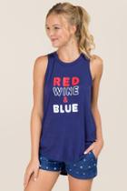 Alya Red, Wine, & Blue Graphic Tank - Navy