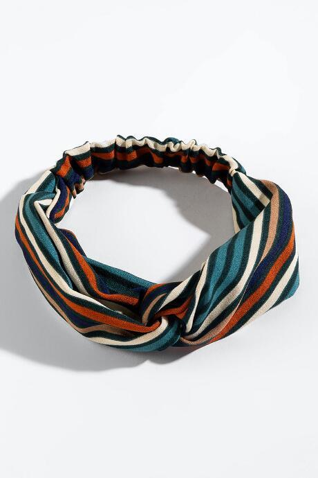 Francesca's Megan Striped Headwrap - Teal