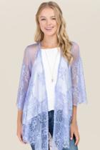 Mi Ami Caroline Scallop Floral Lace Wrap - Oxford Blue