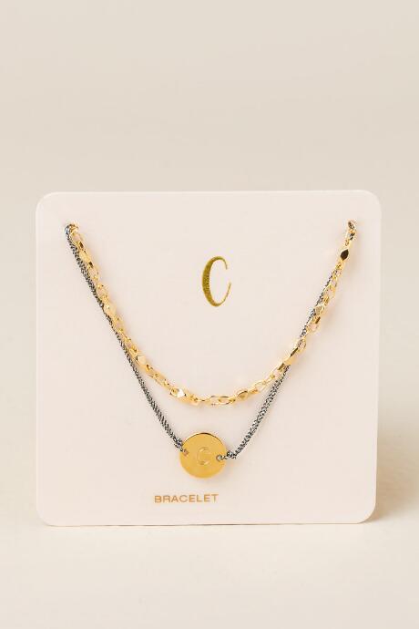 Francesca's C Initial Coin Pull Tie Bracelet - Gold